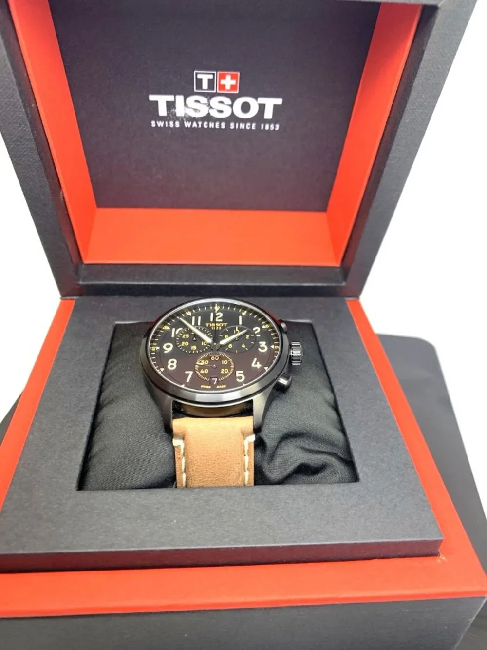 Tissot Men's Watch Swiss Quartz Chronograph 45mm Brown Leather T1166173605203